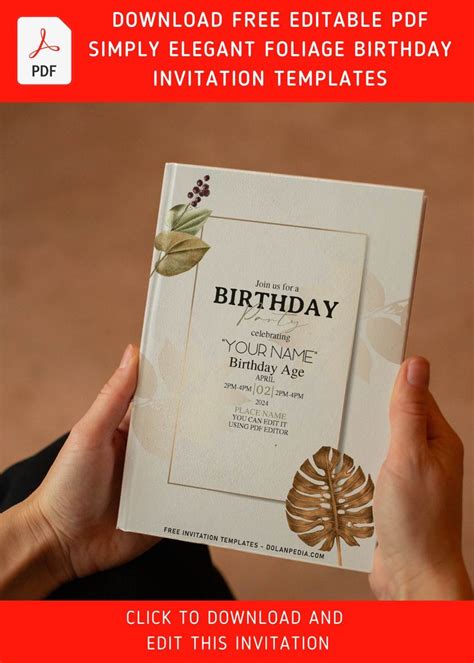 Free Editable Pdf Enchanting Natural Greenery Birthday Invitation