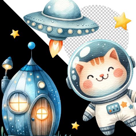 Watercolor Space Clipart Bundle Astronaut Nursery Clipart Astronaut