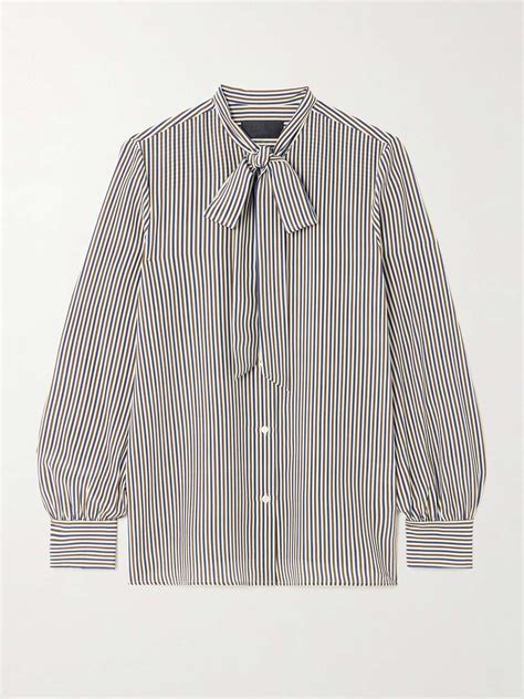 Nili Lotan Carina Pussy Bow Striped Silk Blouse Net A Porter