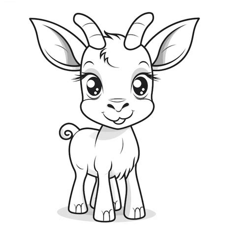 Premium Ai Image A Cartoon Goat With Big Eyes And Horns Standing In Front Of A White