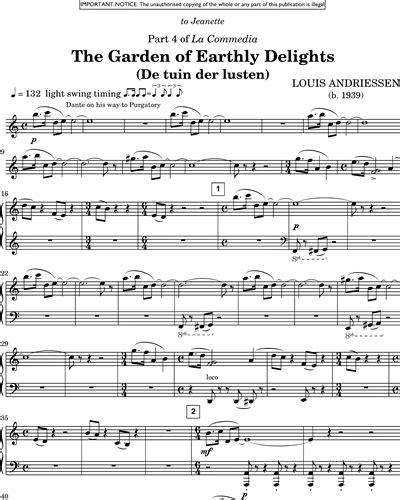 The Garden Of Earthly Delights Sheet Music By Louis Andriessen Nkoda