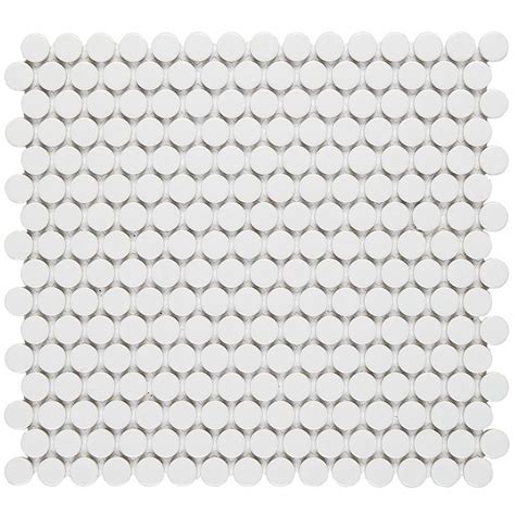 Lungarno Ceramics Finish Line Penny Round Mosaics White Gloss