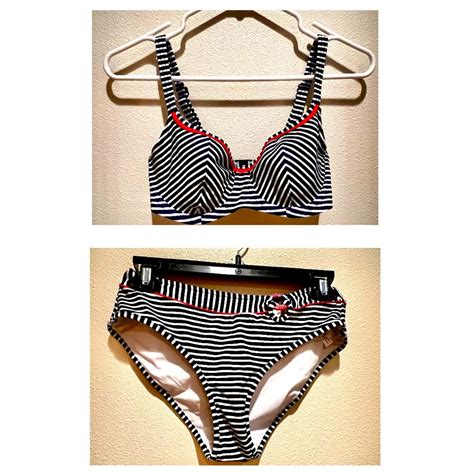 Freya Navy And White Striped Retro Bikini Set Dd S Gem