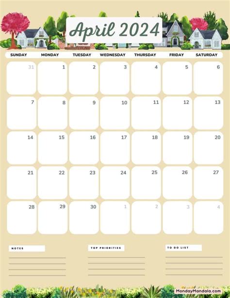 April Calendar Printable Portrait Stefa Emmalynn