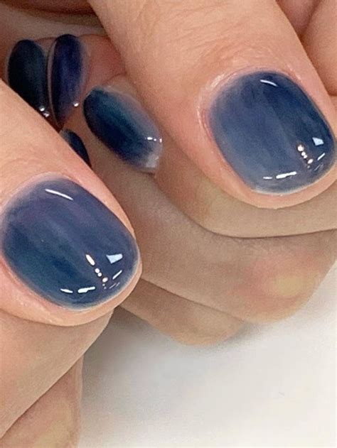 Dark Navy Blue Jelly Nails Blue Toe Nails Blue And Silver Nails Dark