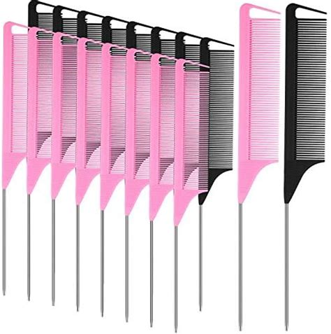 Amazon Pieces Parting Comb For Braids Hair Rat Tail Comb Steel