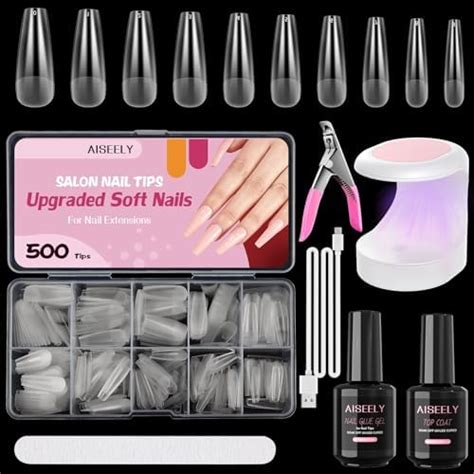 Aiseely Tip Unghie E Colla Gel Kit Pezzi Unghie Finte Tips Set Con