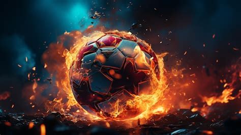 Premium Photo Soccer Flames On Black Background HD 8K Wallpaper Stock