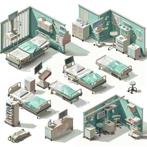 Vectorisometriclowpolyhospitalrooms Vector Premium