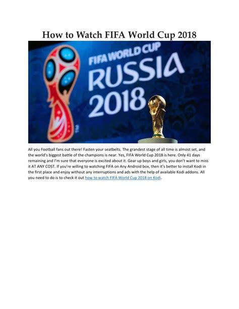 Ppt How To Watch Fifa World Cup 2018 Powerpoint Presentation Free