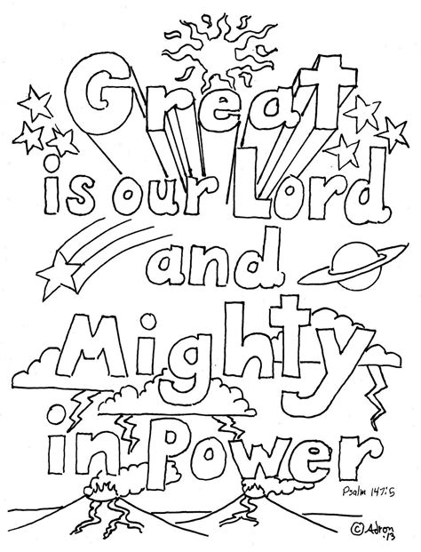 Coloring Pages For Kids By Mr Adron Great Is Our Lord Psalm 1475