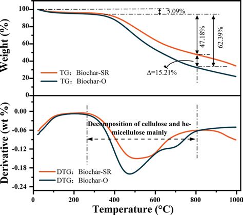 Tga Analysis Of Biochar Sr And Biochar O Download Scientific Diagram