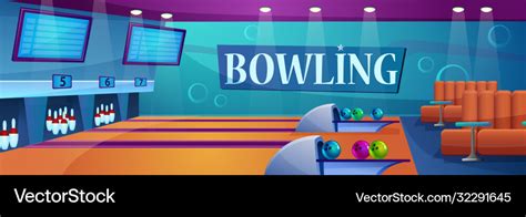 Bowling alley cartoon flat Royalty Free Vector Image