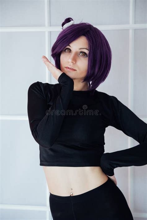 Fashionable Woman with Purple Hair Anime Japan Cosplay Stock Image ...