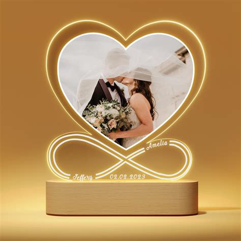 Giftove Cadeau Personnalis Couple Lampe Cadre Photo En Verre