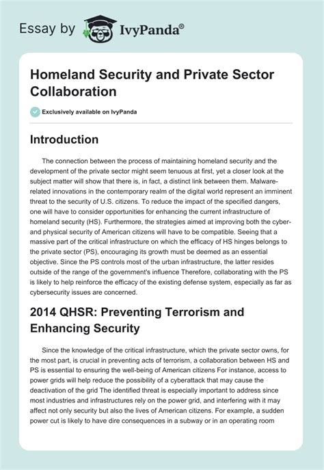 Homeland Security And Private Sector Collaboration Words