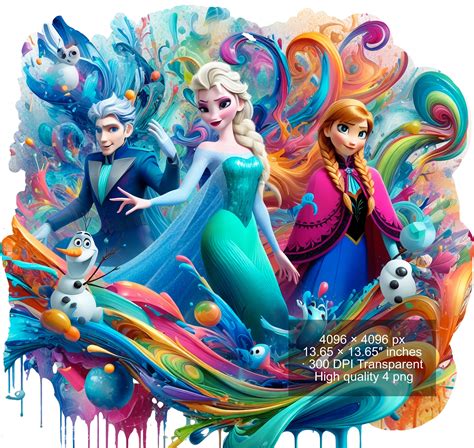 4 PNG Elsa And Anna Frozen Splash And Watercolor Digital Design PNG