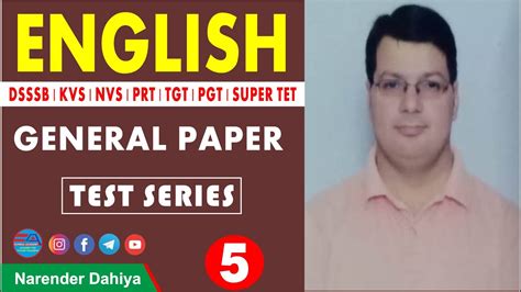 GENERAL PAPER ENGLISH Test Series 5 DSSSB KVS NVS PRT TGT PGT SUPER