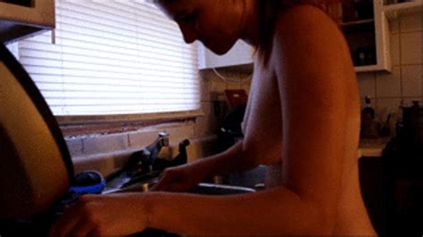 SCRUBING THE GRILL WITH MY TITS SWINGING Andrea Sky Clips4sale