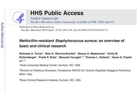 Methicillin Resistant Staphylococcus Aureus An Overview Of Basic And