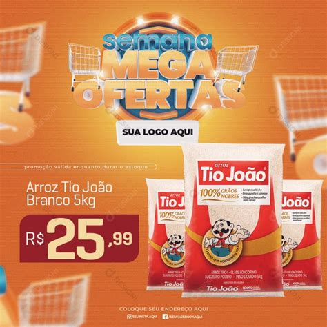 Arroz Tio João Social Media Psd Editável Supermercado Oferta Cerveja