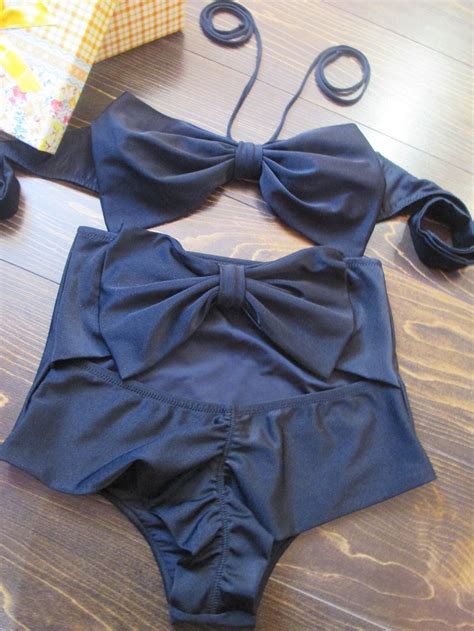 High Waisted Cheeky Bikini Bottoms Pink Bow Bandeau Top With Etsy