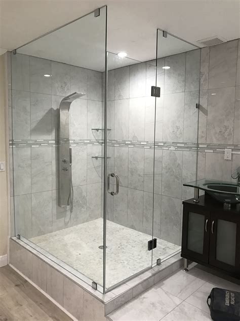 Frameless Shower Door 90 Degree Green America Glass Glass Work Done