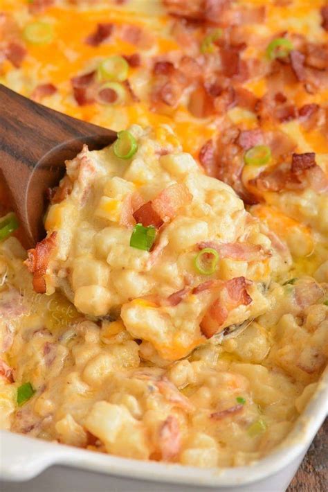 Cheesy Potato Casserole Is A Gooey Creamy Potato Side Dish Made With Diced Hash Cheesy