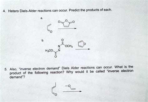 Solved Hetero Diels Alder Reactions Can Occur Predict The Products Of Each Och3 H2co