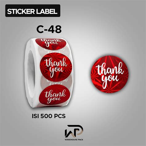 1 Roll 500 Pcs Stiker Label Tulisan Thank You For Your Order Stiker