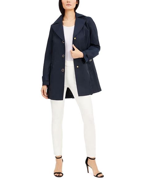 Anne Klein Water Resistant Hooded Raincoat And Reviews Coats And Jackets