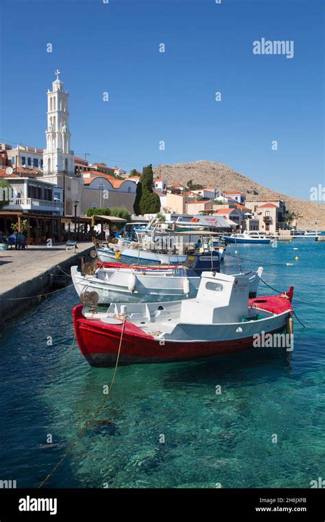 Fishing Boats Emborio Harbor Halki Chalki Island Dodecanese Group