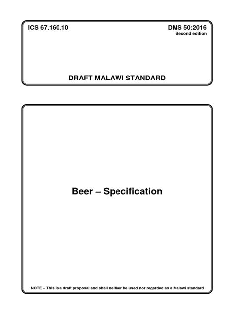 Beer Specification Pdf Malt Beer