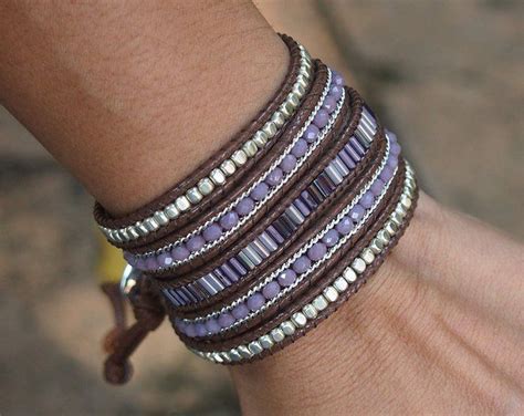 Mauve Mix Beaded Wrap Bracelet Bohemian Bracelet Beadwork Etsy