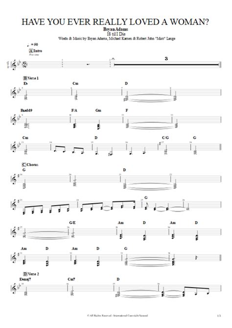 Have You Ever Really Loved A Woman Tab By Bryan Adams Guitar Pro Full Score Mysongbook