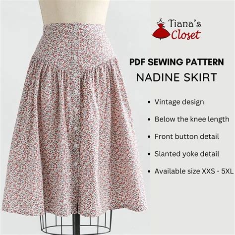 Nadine Vintage Style Skirt Free PDF Sewing Pattern In 2024 Skirt