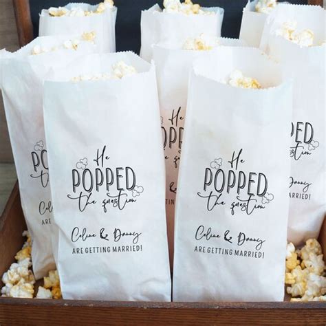 He Popped The Question Popcorn Bags Wedding Favor Bag Etsy