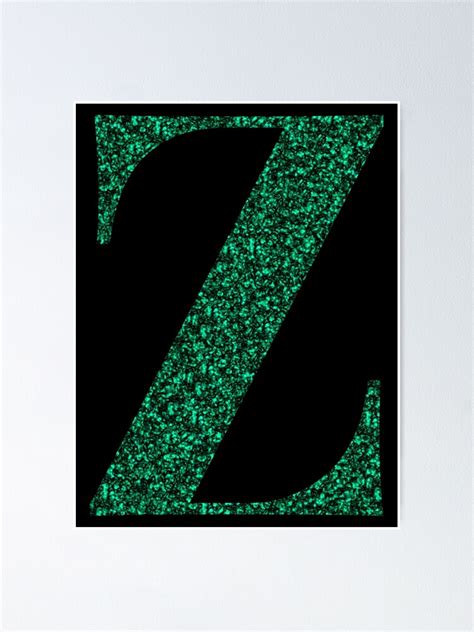 Letter Z Emerald Dark Green Glitter Effect Alphabet Poster By