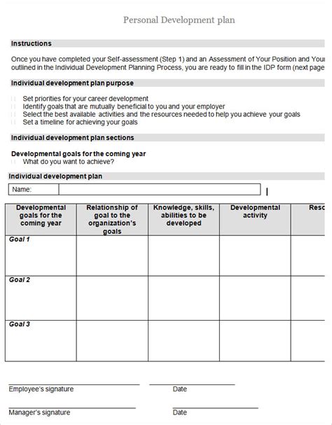 Career Development Plan Template Word