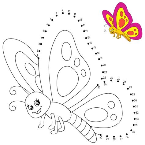 P Gina Para Colorear De Punto A Punto De Mariposa Para Ni Os Vector