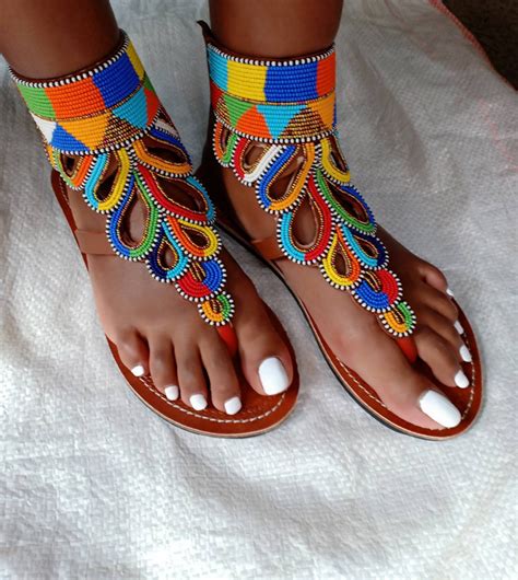 Sandalias Africanas Gladiadores Con Cuentas Sandalias Al Etsy