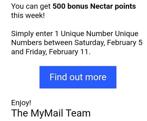 Enter Daily Mails Unique Number on MyMail UK to earn 500 Nectar Points