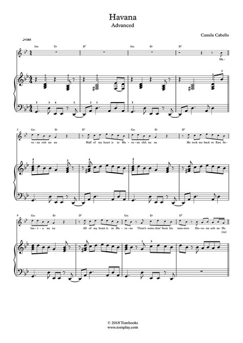 Havana Advanced Level Solo Piano Camila Cabello Piano Sheet Music
