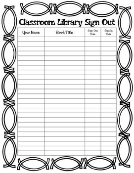 Classroom Library Sign Out Sheet