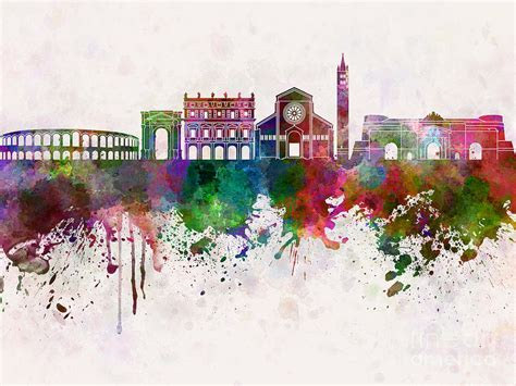 Verona Skyline In Watercolor Background Painting By Pablo Romero