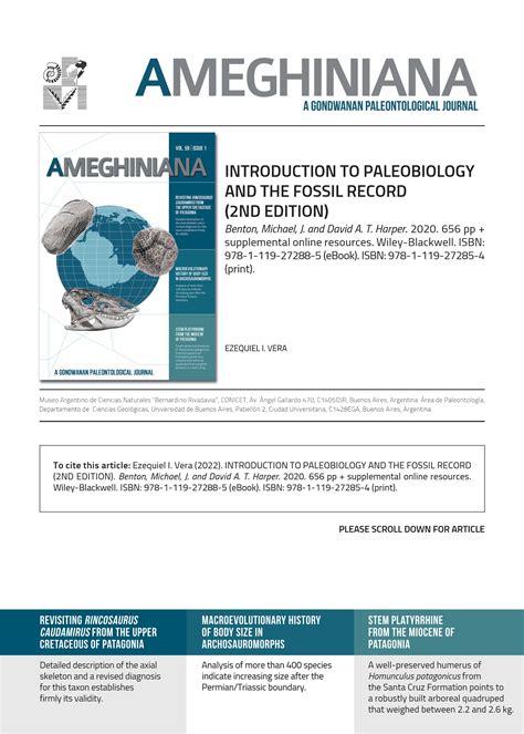 Introduction To Paleobiology And The Fossil Record 2nd Edition Ameghiniana