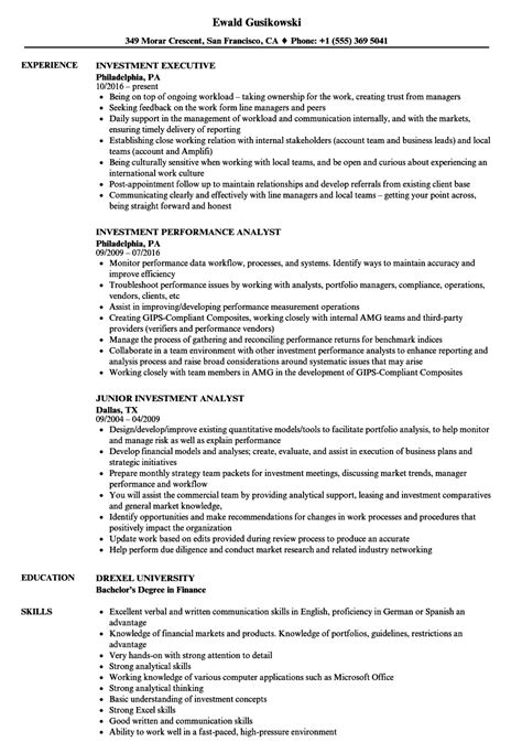 Investment Resume Samples Velvet Jobs