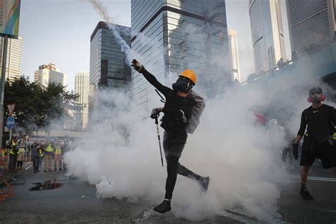 Violence Flares After Hong Kong Protesters Defy Police Ban The