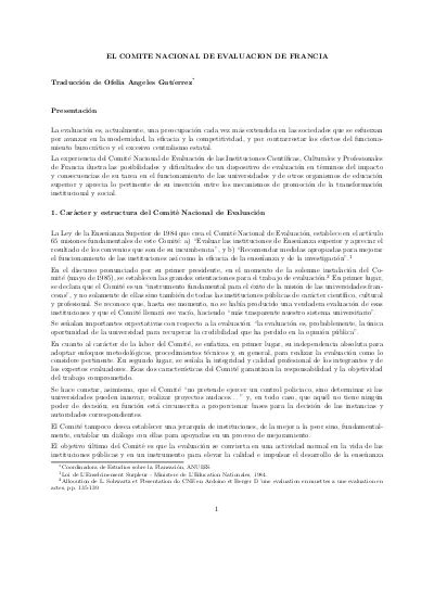 El Comit Nacional De Evaluacin De Francia