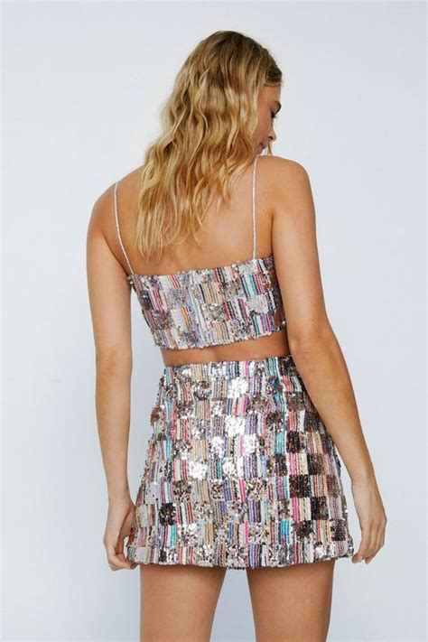 Skirts Sequin Checkerboard Mini Skirt Nastygal